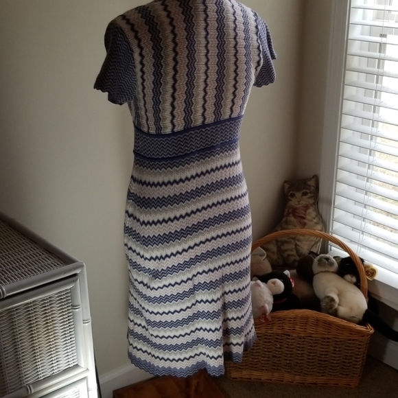 Madison Studio Dress in Blue Geometric Design - Picture 2 of 6